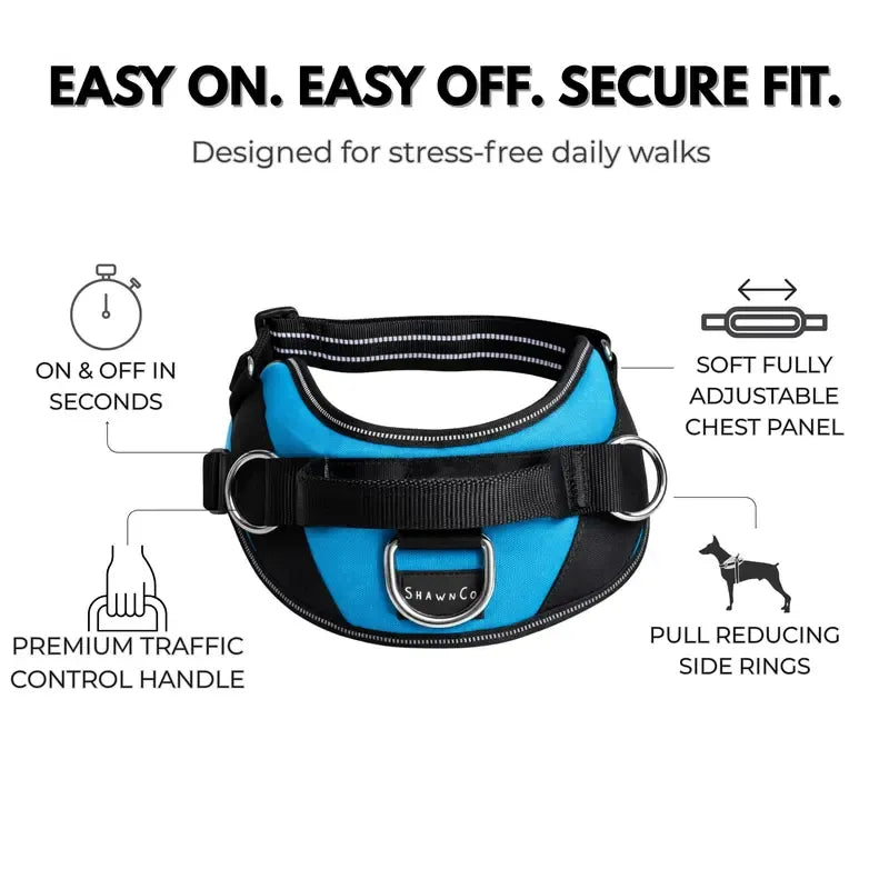 Essential Dog Harness with 3 Leash Clips – Reflective, Adjustable & Padded Vest