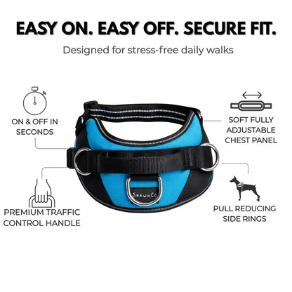 Essential Dog Harness with 3 Leash Clips – Reflective, Adjustable & Padded Vest