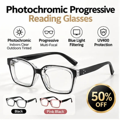 Progressive Photochromic Reading Glasses – Blue Light Filtering for Men & Women