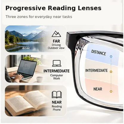 Progressive Photochromic Reading Glasses – Blue Light Filtering for Men & Women