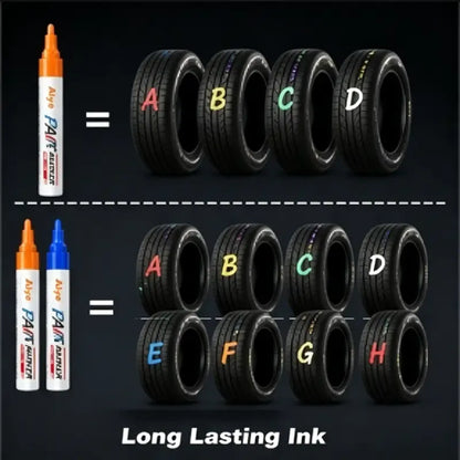 Automotive Tire Paint Markers | 8 Color Waterproof Tire Lettering Pens