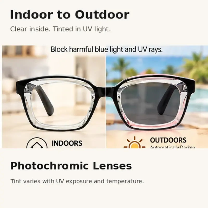 Progressive Photochromic Reading Glasses – Blue Light Filtering for Men & Women