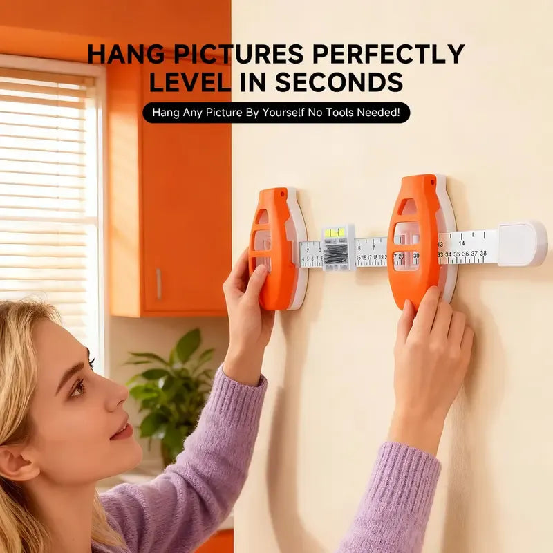 Professional Picture Hanging Tool with Level & Ruler | Inch/cm Frame Alignment Kit for Drywall & Wood Walls