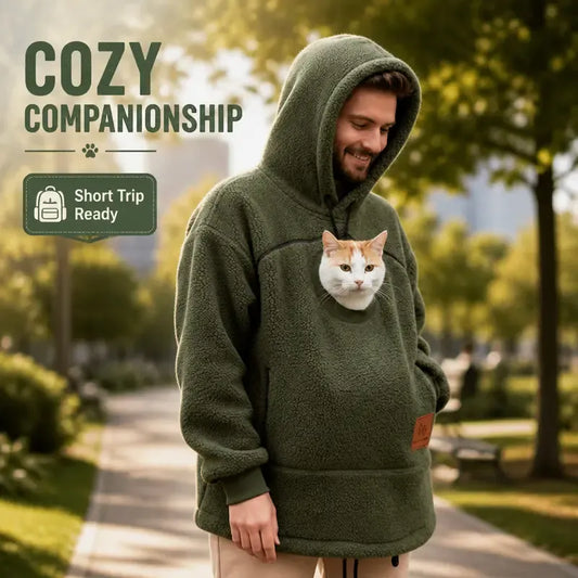 ⏳🔥LIMITED TIME 50% OFF!🐕 Cozy Fleece Pet BondingPouch Hoodie - Warm &Supportive Small Pet CarrierClothing