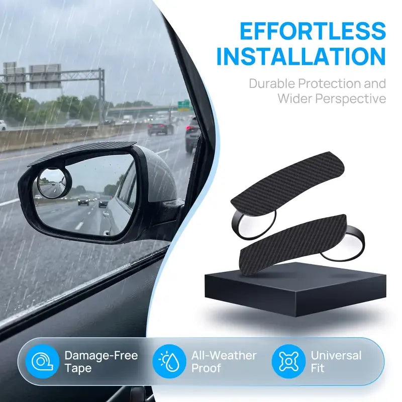 2 PCS Car Rearview Mirror Rain Visors – 360° Blind Spot Rain Guards