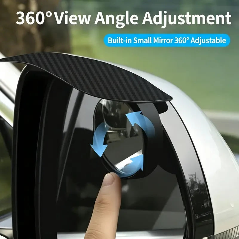 2 PCS Car Rearview Mirror Rain Visors – 360° Blind Spot Rain Guards