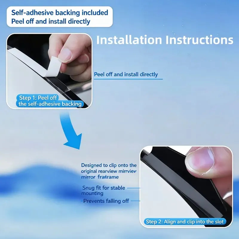 2 PCS Car Rearview Mirror Rain Visors – 360° Blind Spot Rain Guards