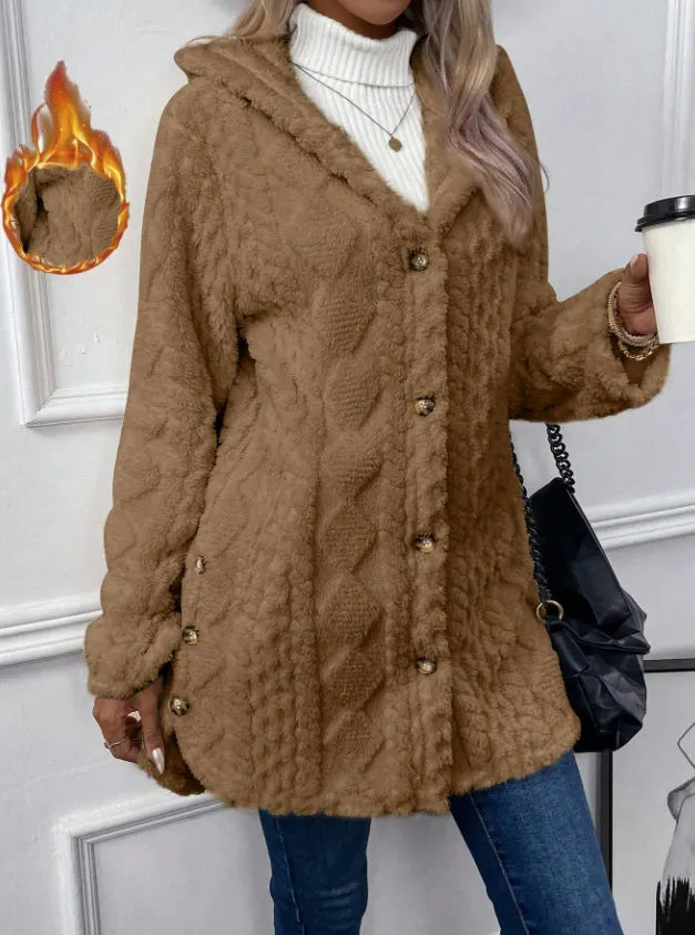 Cozy Button Up Hooded Fleece Outerwear