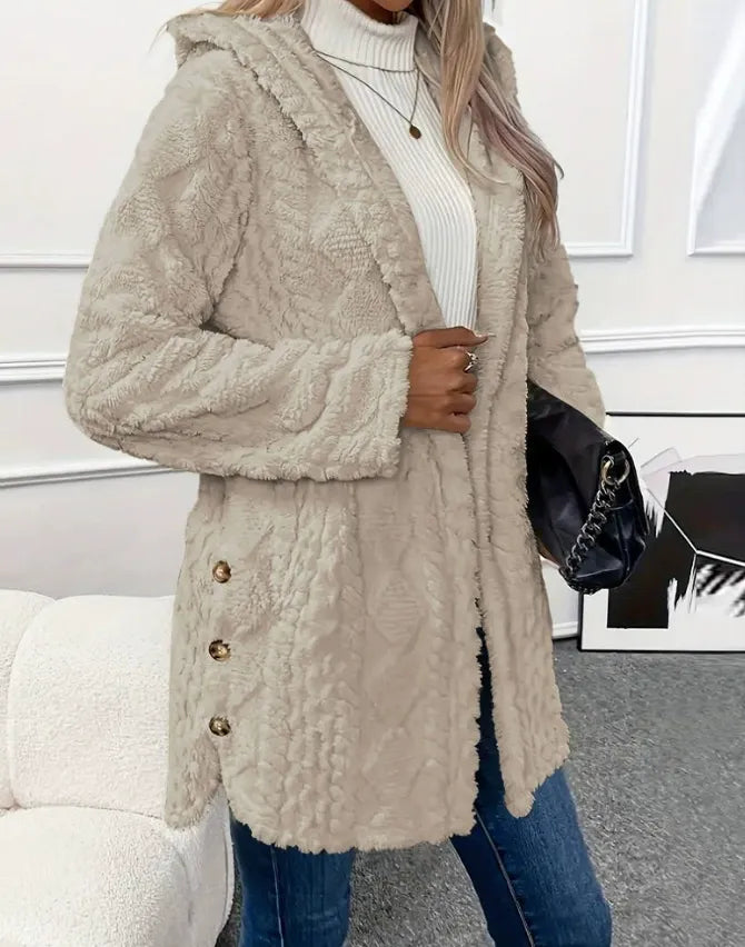 Cozy Button Up Hooded Fleece Outerwear