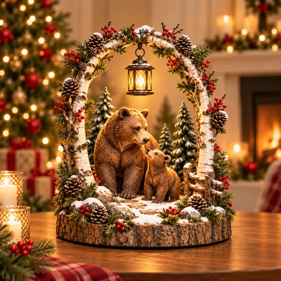 Woodland Christmas lantern decoration