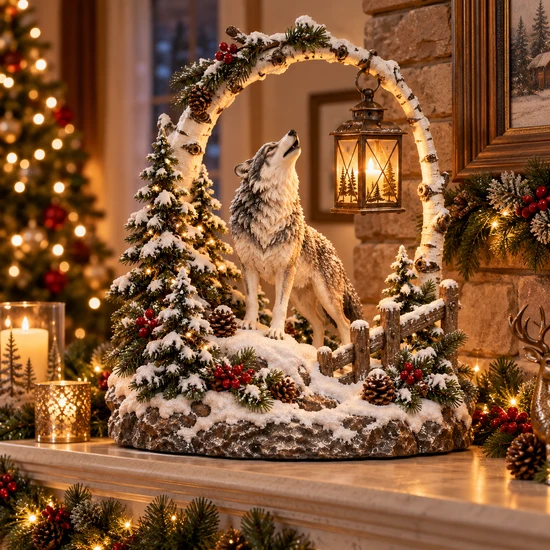 Woodland Christmas lantern decoration