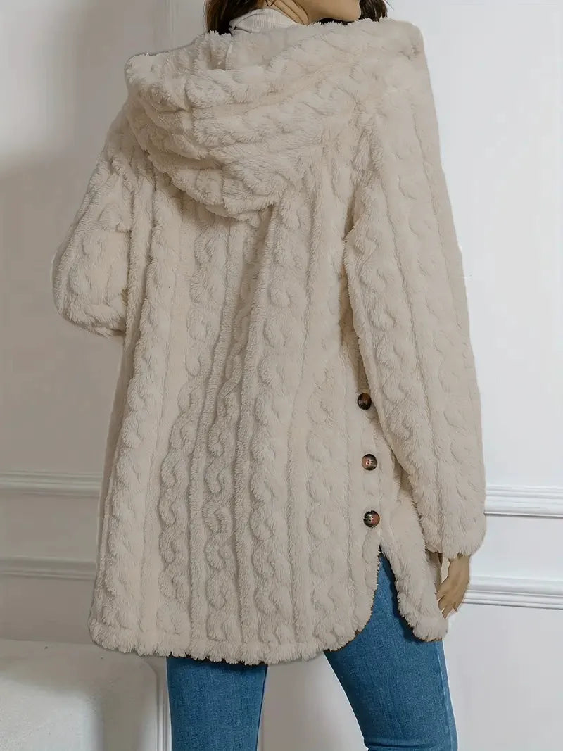 Cozy Button Up Hooded Fleece Outerwear