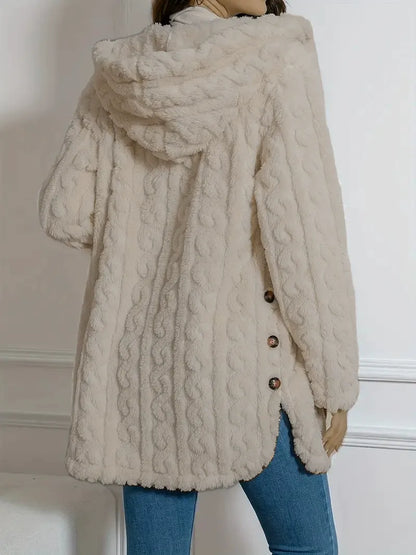 Cozy Button Up Hooded Fleece Outerwear