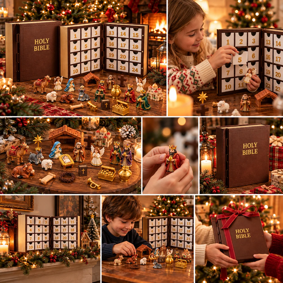 24-Day Christmas Nativity Advent Calendar – 3D Nativity Scene Countdown Set