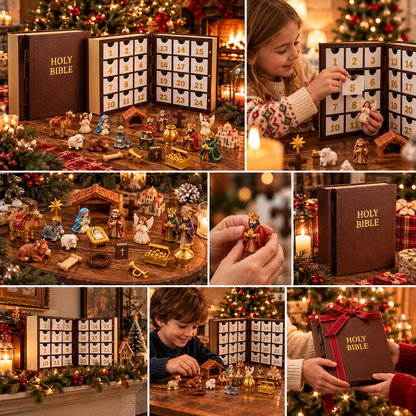 24-Day Christmas Nativity Advent Calendar – 3D Nativity Scene Countdown Set