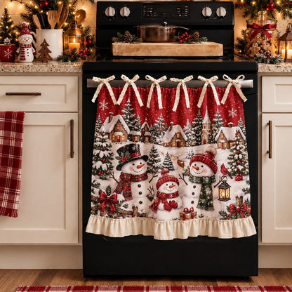 🎄🎅Vintage Santa Oven Door Towel – Christmas Kitchen Decor with Ruffled Ties