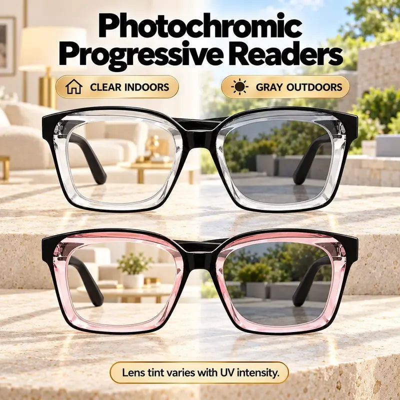 Progressive Photochromic Reading Glasses – Blue Light Filtering for Men & Women