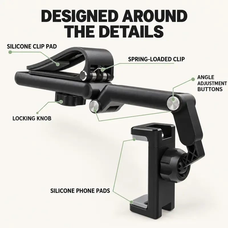 🚗📱Car Phone Mount – Long Adjustable Arm 360° Rotation & Secure Anti-Scratch Clamp 🎥