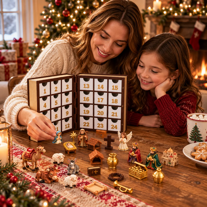 24-Day Christmas Nativity Advent Calendar – 3D Nativity Scene Countdown Set
