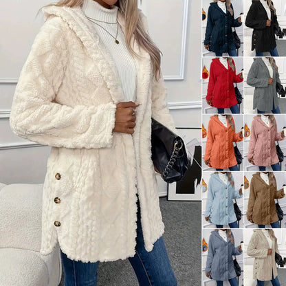 Cozy Button Up Hooded Fleece Outerwear