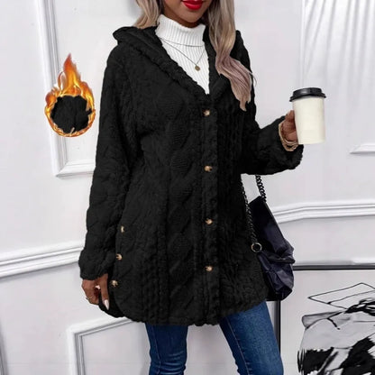 Cozy Button Up Hooded Fleece Outerwear