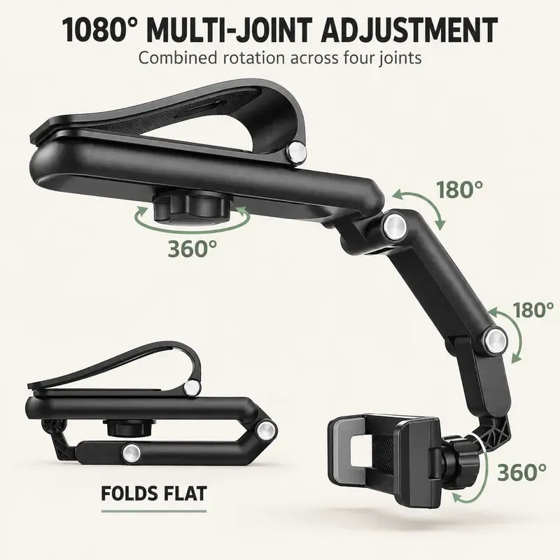 🚗📱Car Phone Mount – Long Adjustable Arm 360° Rotation & Secure Anti-Scratch Clamp 🎥