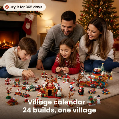 Advent calendar with 12 building kits that make a Christmas village