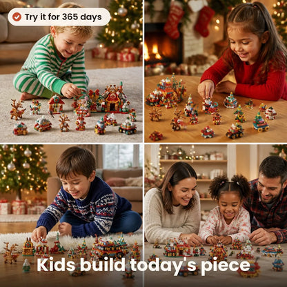 Advent calendar with 12 building kits that make a Christmas village