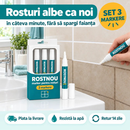 RostNou — Set 3 Markere Albe pentru Rosturi de Faianță și Gresie (rezistente la apă)