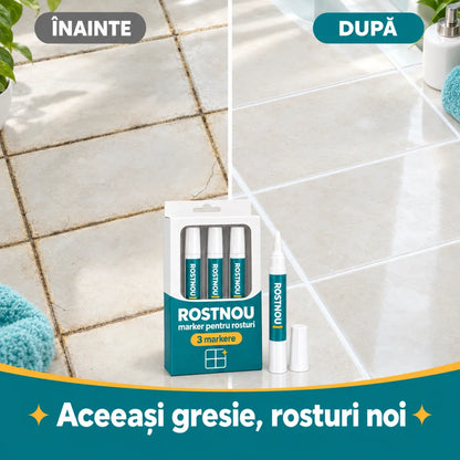 RostNou — Set 3 Markere Albe pentru Rosturi de Faianță și Gresie (rezistente la apă)