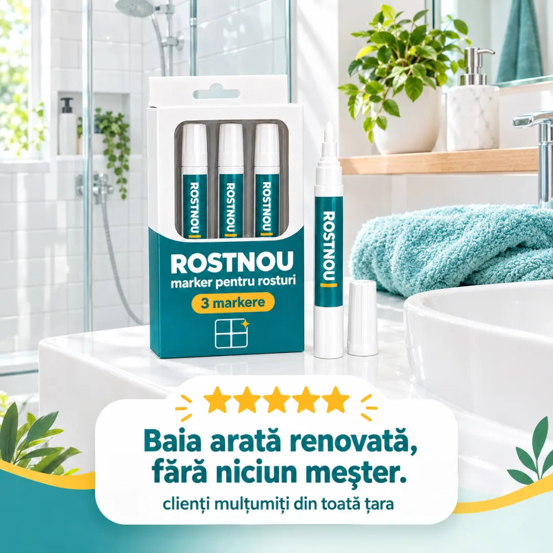 RostNou — Set 3 Markere Albe pentru Rosturi de Faianță și Gresie (rezistente la apă)