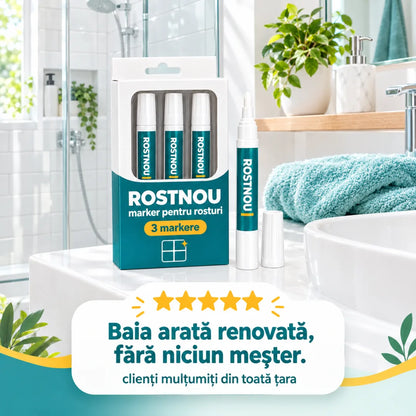 RostNou — Set 3 Markere Albe pentru Rosturi de Faianță și Gresie (rezistente la apă)