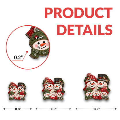 Personalized Grandpa & Grandma Snowman Wood Sign – Cute Christmas Porch & Door Decor