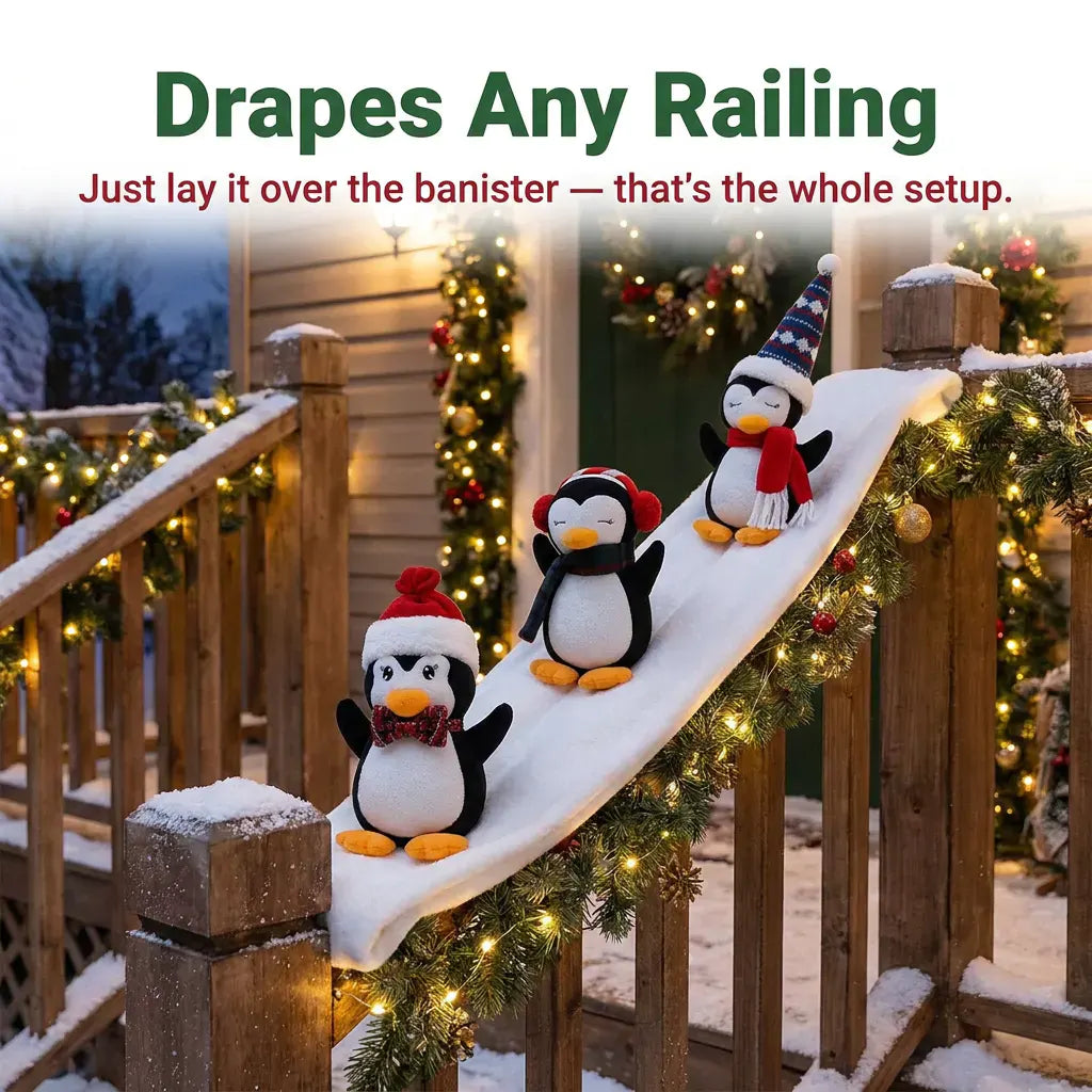 The Penguin Slide - Light-Up Banister Garland