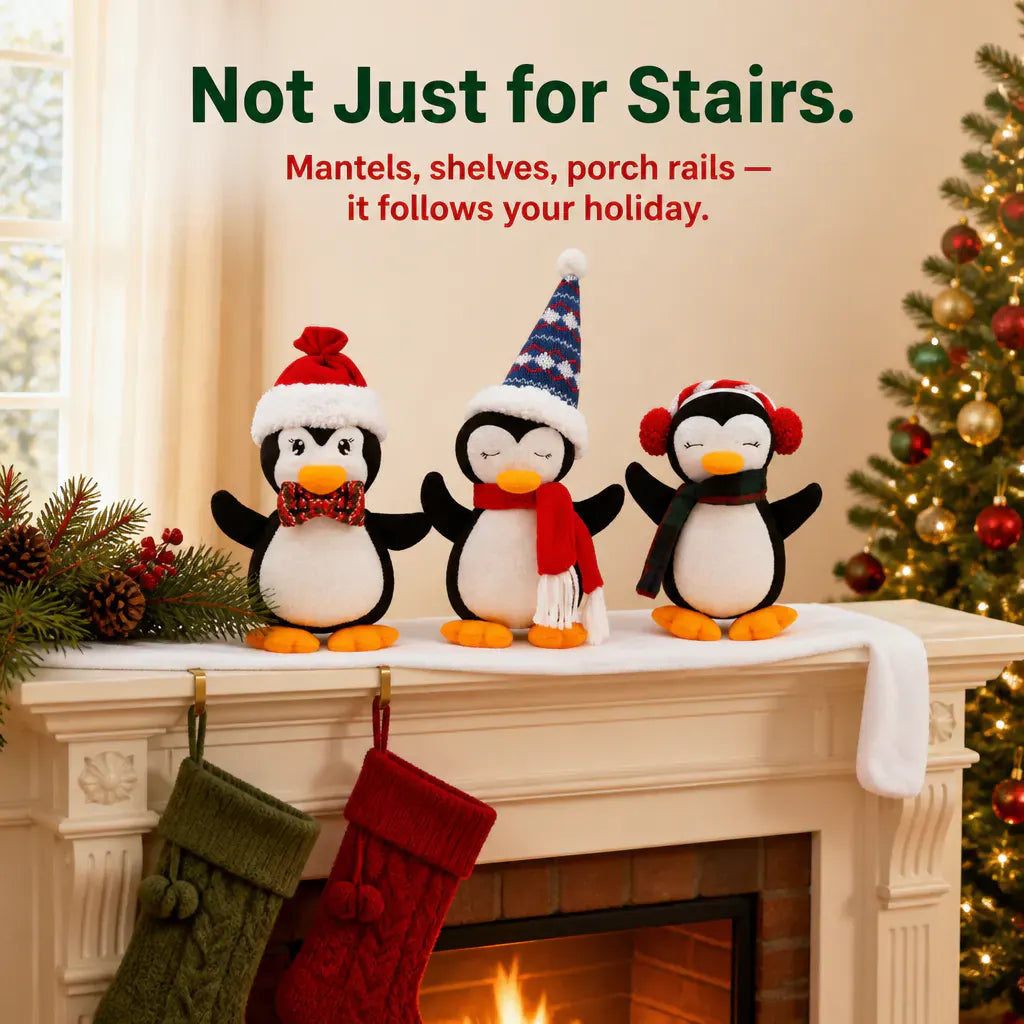 The Penguin Slide - Light-Up Banister Garland