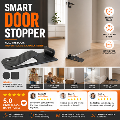 4-Pack Door Stopper Protector –  No-drill, residue-free & holds doors open. Safe & simple – stock up & save! 🏠✅