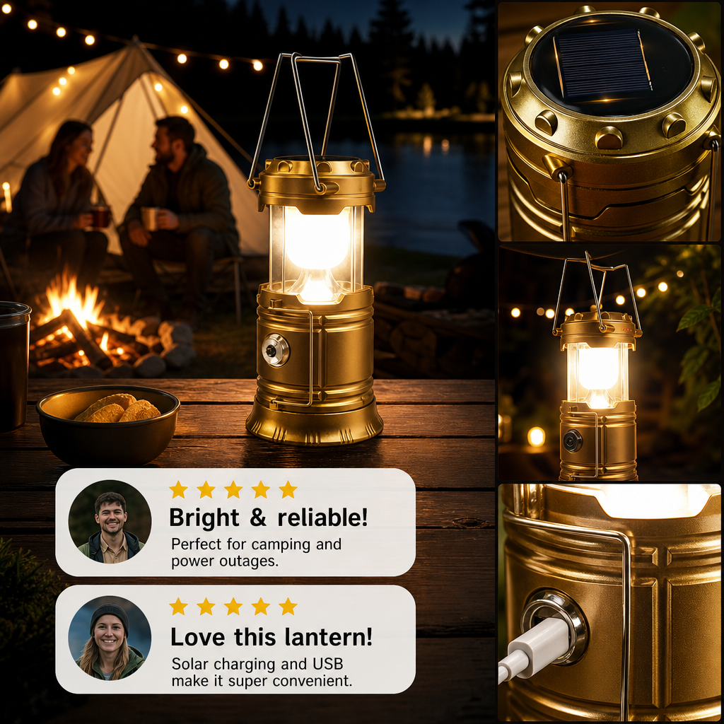 ⏰Careluxpro Solar-powered retractable camping lantern⛺️⛺️
