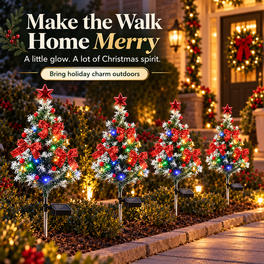 🎄 Solar Christmas Tree Lights – 4-Pack DIY Outdoor Holiday Decor