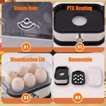 🎄🔥Christmas Sale🎁✨ – 🎅❄️Multifunctional Egg Steamer with Clear Lid