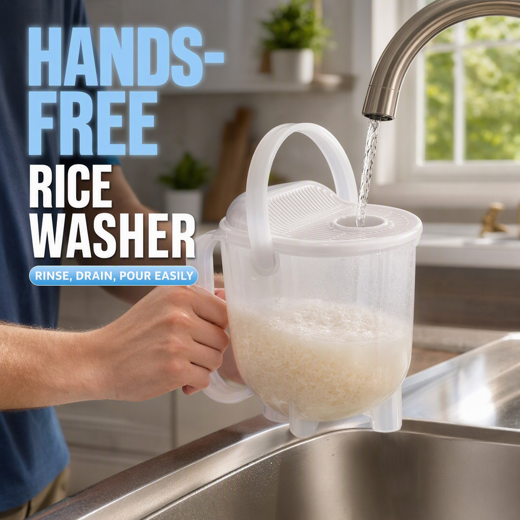 📢⏰ 50% OFF – Hands-Free Rice Washer with Strainer 🍚✨