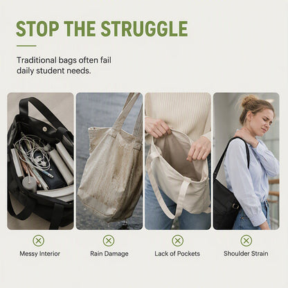 👜 HALF PRICE — TODAY ONLY! ✨ Large Capacity Multi-Pocket Canvas Tote Bag – Retro Style, Roomy & Organized 🎒 Laptop-Friendly, Lightweight & Comfortable 🏫 Perfect for School, Commuting & Shopping 🛍️