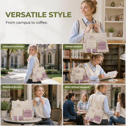 👜 HALF PRICE — TODAY ONLY! ✨ Large Capacity Multi-Pocket Canvas Tote Bag – Retro Style, Roomy & Organized 🎒 Laptop-Friendly, Lightweight & Comfortable 🏫 Perfect for School, Commuting & Shopping 🛍️
