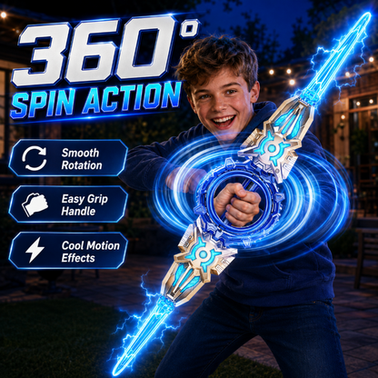 ⚔️✨ 360° Spinning Double-Blade LED Sword | Rechargeable Light-Up Toy 🔋