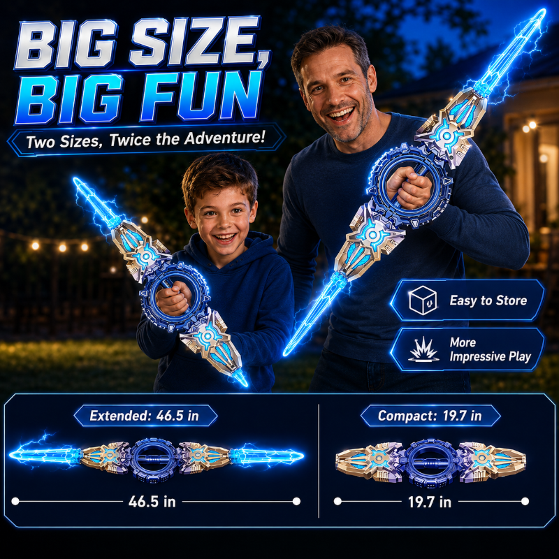 ⚔️✨ 360° Spinning Double-Blade LED Sword | Rechargeable Light-Up Toy 🔋