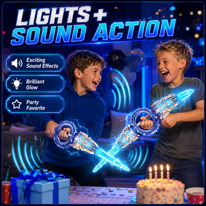 ⚔️✨ 360° Spinning Double-Blade LED Sword | Rechargeable Light-Up Toy 🔋