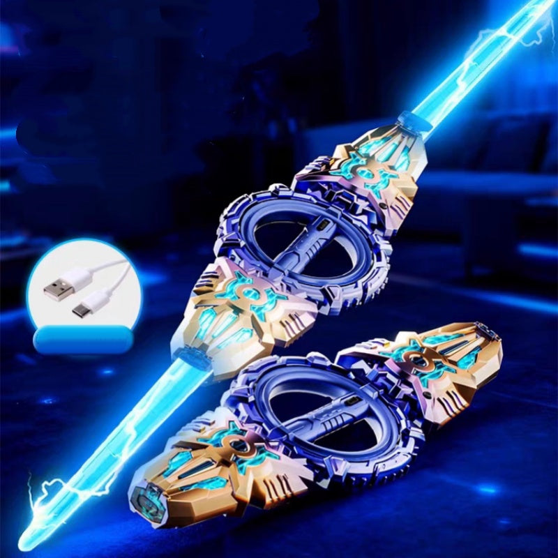 ⚔️✨ 360° Spinning Double-Blade LED Sword | Rechargeable Light-Up Toy 🔋