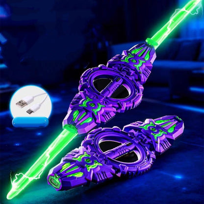 ⚔️✨ 360° Spinning Double-Blade LED Sword | Rechargeable Light-Up Toy 🔋