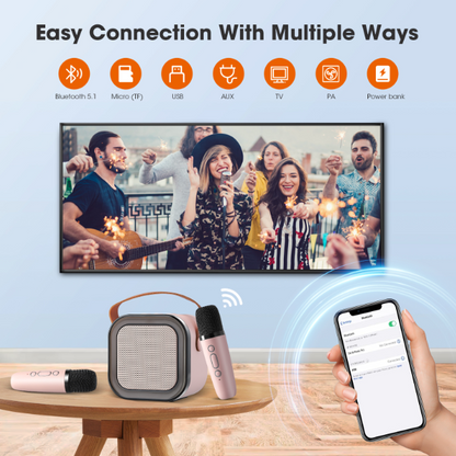 🎁Christmas Special 💥 Only £8.99✨🎵Mini Karaoke Machine for Kids with Wireless Microphones
