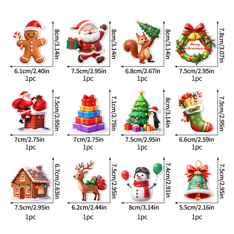 🎄LED Christmas Light-Up Wall Decals – built-in LED, pre-installed batteries, 12/24/36pcs. Peel & stick festive glow for walls & windows! 🎅💡