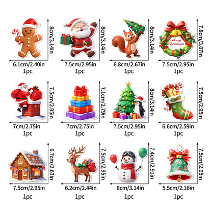 🎄LED Christmas Light-Up Wall Decals – built-in LED, pre-installed batteries, 12/24/36pcs. Peel & stick festive glow for walls & windows! 🎅💡